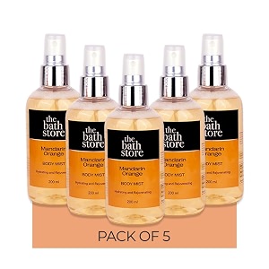 the bath store mandarin orange body mist - refreshing fragrance women and men  long-lasting scent - 200ml pack of 5