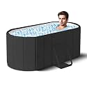 Bath tub for adult for bathroom Tub for Home SPA, Maintains Hot &amp; Cold Temperature, Drainage Hole, Thickened Layer for Hot and ice bath tub for adults (new black)