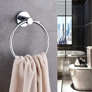 stainless steel 304 grade solid round towel ring  towel holder  napkin hanger for bathroom kitchen washbasin pack of 1