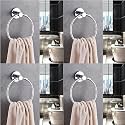 Stainless Steel 304 Grade Solid Round Towel Ring | Towel Holder | Napkin Hanger for Bathroom, Kitchen, WashBasin-Wall Mount (Pack of 4)