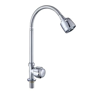 flexible neck dual-flow kitchen sink tap with 2-function showerfoam flow wall mount and chrome finish 1 year warranty cp shower r-handle