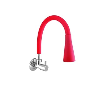 flexible neck dual-flow kitchen sink tap with 2-function showerfoam flow wall mount and chrome finish 1 year warranty d red