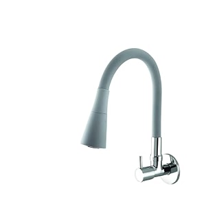 flexible neck dual-flow kitchen sink tap with 2-function showerfoam flow wall mount and chrome finish 1 year warranty d gray