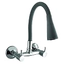 Flexible Neck Dual-Flow Kitchen Sink Tap with 2-Function Shower/Foam Flow, Wall Mount and Chrome Finish (1 Year Warranty) (Grey)
