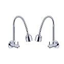 Flexible Neck Dual-Flow Kitchen Sink Tap with 2-Function Shower/Foam Flow, Wall Mount and Chrome Finish (1 Year Warranty) (Silver)