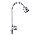Flexible Neck Dual-Flow Kitchen Sink Tap with 2-Function Shower/Foam Flow, Wall Mount and Chrome Finish (1 Year Warranty) (CP Shower R-Handle)