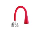 Flexible Neck Dual-Flow Kitchen Sink Tap with 2-Function Shower/Foam Flow, Wall Mount and Chrome Finish (1 Year Warranty) (D RED)