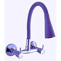 Flexible Neck Dual-Flow Kitchen Sink Tap with 2-Function Shower/Foam Flow, Wall Mount and Chrome Finish (1 Year Warranty) (Blue)