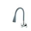 Flexible Neck Dual-Flow Kitchen Sink Tap with 2-Function Shower/Foam Flow, Wall Mount and Chrome Finish (1 Year Warranty) (D Gray)