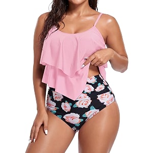bathing suits for women high waisted swimsuits tummy control two piece tankini ruffled top with swim bottom bathing suits