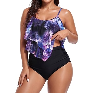 bathing suits for women high waisted swimsuits tummy control two piece tankini ruffled top with swim bottom bathing suits