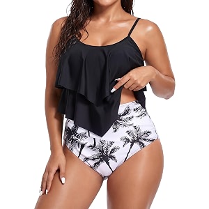 bathing suits for women high waisted swimsuits tummy control two piece tankini ruffled top with swim bottom bathing suits