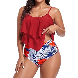 bathing suits for women high waisted swimsuits tummy control two piece tankini ruffled top with swim bottom bathing suits