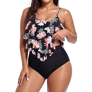 bathing suits for women high waisted swimsuits tummy control two piece tankini ruffled top with swim bottom bathing suits