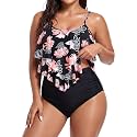 Bathing Suits for Women High Waisted Swimsuits Tummy Control Two Piece Tankini Ruffled Top with Swim Bottom Bathing Suits