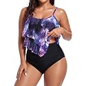 Bathing Suits for Women High Waisted Swimsuits Tummy Control Two Piece Tankini Ruffled Top with Swim Bottom Bathing Suits