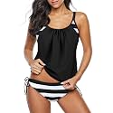 Bathing Suits for Women High Waisted Swimsuits Tummy Control Two Piece Tankini Ruffled Top with Swim Bottom Bathing Suits