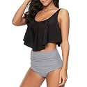 Bathing Suits for Women High Waisted Swimsuits Tummy Control Two Piece Tankini Ruffled Top with Swim Bottom Bathing Suits