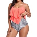 Bathing Suits for Women High Waisted Swimsuits Tummy Control Two Piece Tankini Ruffled Top with Swim Bottom Bathing Suits