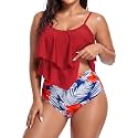 Bathing Suits for Women High Waisted Swimsuits Tummy Control Two Piece Tankini Ruffled Top with Swim Bottom Bathing Suits