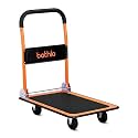 Bathla 150 Kg Capacity Steel Foldable Platform Trolley for Heavy Weight/Material Handling Goods Trolley with 360* Rotating TPR Wheels for Home, Office, Warehouse &amp; Industries (4 Wheels/Black)