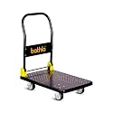 Bathla 200 Kg Capacity PVC Foldable Platform Trolley for Heavy Weight/Material Handling Goods Trolley with 360* Rotating TPR Wheels for Home, Office, Warehouse & Industries - (4 Wheels/Black)