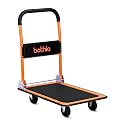 Bathla 300 Kg Capacity Steel Foldable Platform Trolley for Heavy Weight/Material Handling Goods Trolley with 360* Rotating TPR Wheels for Home, Office, Warehouse &amp; Industries (4 Wheels/Black)
