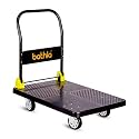 Bathla 400 Kg Capacity PVC Foldable Platform Trolley for Heavy Weight/Material Handling Goods Trolley with 360* Rotating TPR Wheels for Home, Office, Warehouse & Industries - (4 Wheels/Black)