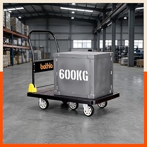 bathla 600 kg capacity pvc foldable platform trolley for heavy weightmaterial handling goods trolley with 360 rotating tpr wheels for home office warehouse amp industries - 5 wheelsblack