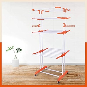 bathla mobidry giga 4 level alloy steel modular cloth drying stand orange extra-large