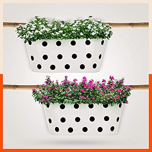 bathla - ara hanging metal pot holdersplanters for balconygarden corrosion resistant with detachable double hooks white -set of 2