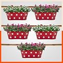 Bathla Metal Planters - Red, Standard, Set of 5