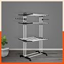 Bathla 3 Level Modular Cloth Drying Stand with Wheels - Rustproof Portable Steel Laundry Rack (Black - Large) - Clothes Dryer for Balcony, Indoor &amp; Outdoor Use