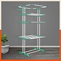 Bathla 4 Level Modular Cloth Drying Stand with Wheels - Rustproof Portable Steel Laundry Rack (Teal - Extra Large) - Clothes Dryer for Balcony, Indoor &amp; Outdoor Use