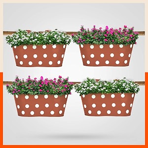 bathla patio ara hanging metal pot holdersplanters for homebalconygarden corrosion resistant with detachable double hooks  terra - set of 4