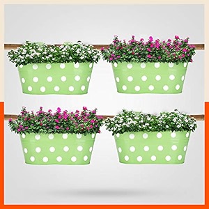 bathla patio ara hanging metal pot holdersplanters for homebalconygarden corrosion resistant with detachable double hooks  grass - set of 4