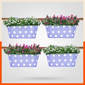 bathla patio ara hanging metal pot holdersplanters for balconygarden corrosion resistant with detachable double hooks  lavender - set of 4 standard php-op-311514lr-s4