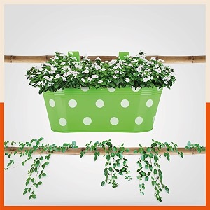 bathla patio ara hanging metal pot holdersplanters for homebalconygarden  corrosion resistant with detachable double hooks  green