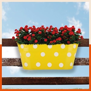 bathla patio ara hanging metal pot holdersplanters for homebalconygarden  corrosion resistant with detachable double hooks  yellow