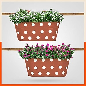 bathla patio ara hanging metal pot holdersplanters for homebalconygarden corrosion resistant with detachable double hooks  terra - set of 2