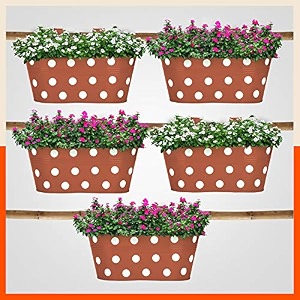 bathla patio ara hanging metal pot holdersplanters for homebalconygarden corrosion resistant with detachable double hooks  terra - set of 5