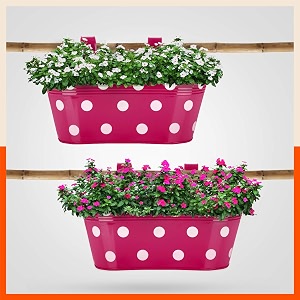 bathla patio ara hanging metal pot holdersplanters for homebalconygarden  corrosion resistant with detachable double hooks  set of 2 - pink
