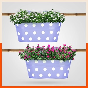 bathla patio ara hanging metal pot holdersplanters for balconygarden corrosion resistant with detachable double hooks  lavender - set of 2 standard php-op-311514lr-s2