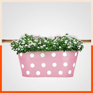 bathla patio ara hanging metal pot holdersplanters for balconygarden corrosion resistant with detachable double hooks  blush standard php-op-311514bh