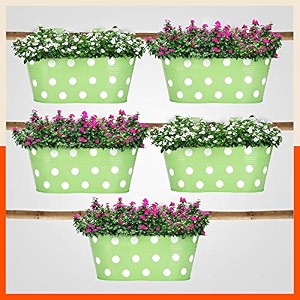 bathla patio ara hanging metal pot holdersplanters for homebalconygarden corrosion resistant with detachable double hooks  grass - set of 5