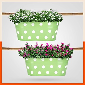 patio by bathla - ara hanging metal pot holdersplanters for balconygarden corrosion resistant with detachable double hooks  grass - set of 2 model number php-op-311514gs-s2
