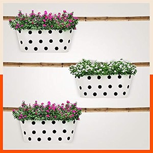 bathla patio ara hanging metal pot holdersplanters for homebalconygarden corrosion resistant with detachable double hooks  white -set of 3