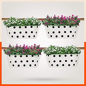 bathla patio ara hanging metal pot holdersplanters for homebalconygarden corrosion resistant with detachable double hooks  white -set of 4