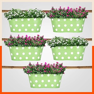bathla patio ara hanging metal pot holdersplanters for homebalconygarden corrosion resistant with detachable double hooks  grass - set of 5