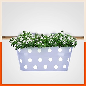 bathla patio ara hanging metal pot holdersplanters for balconygarden corrosion resistant with detachable double hooks  baby blue standard php-op-311514bb